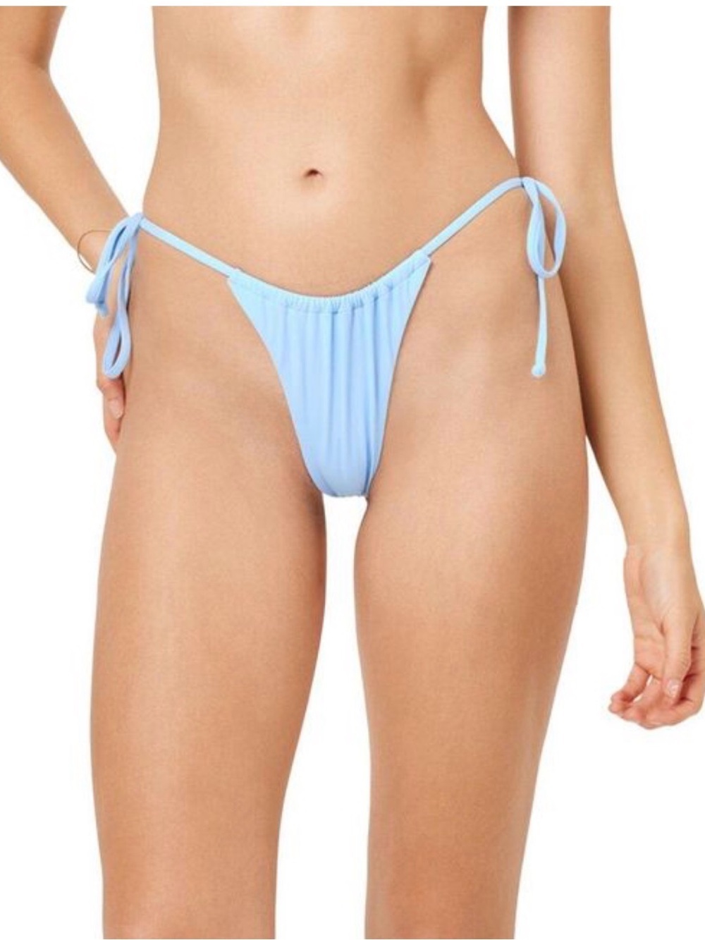 L*Space Robyn Bikini Bottom Tanga Light Blue Ruched String Size M NWT
